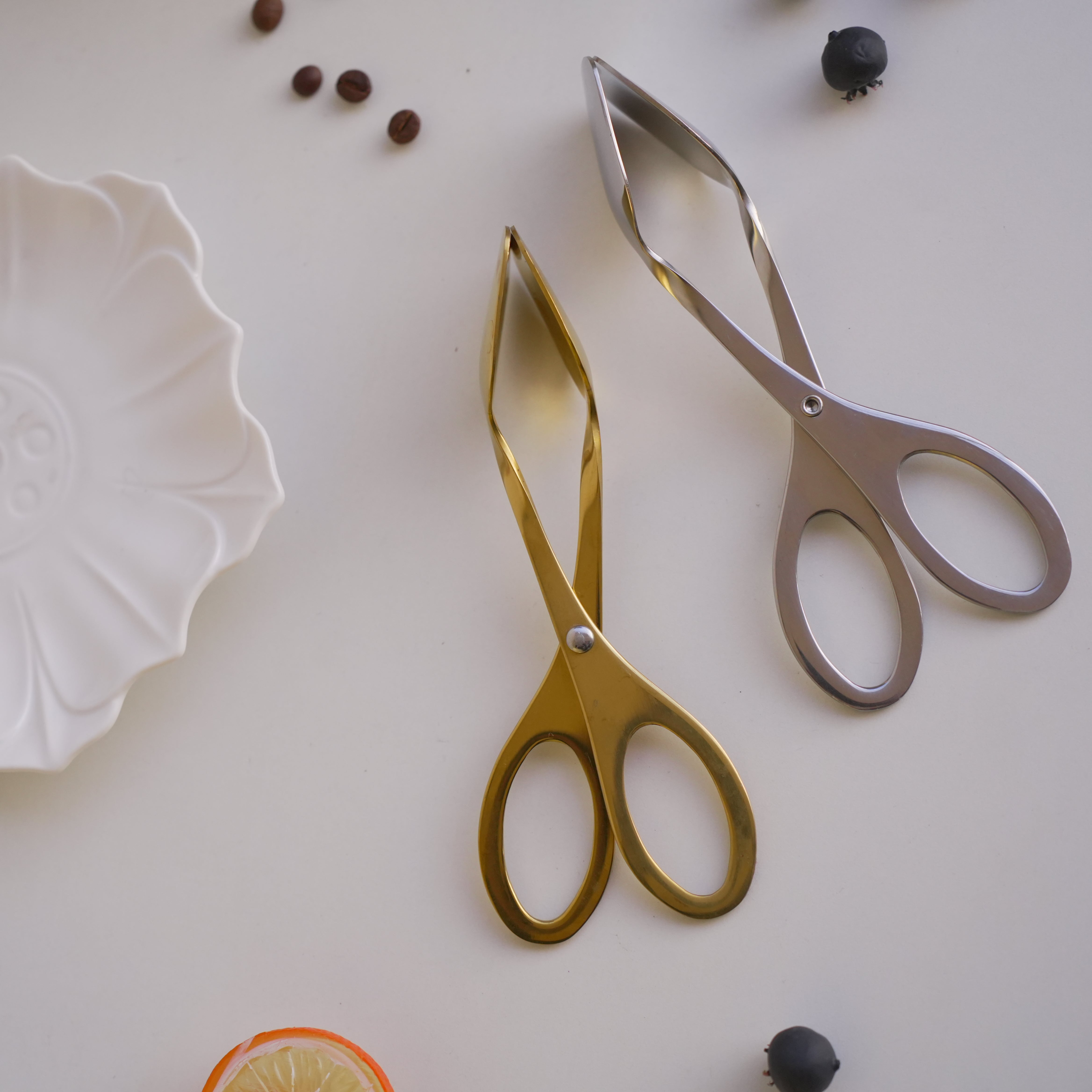 Small Clip Tong | Scissors shape | Gold Silver | Stainless Steel - Image 2