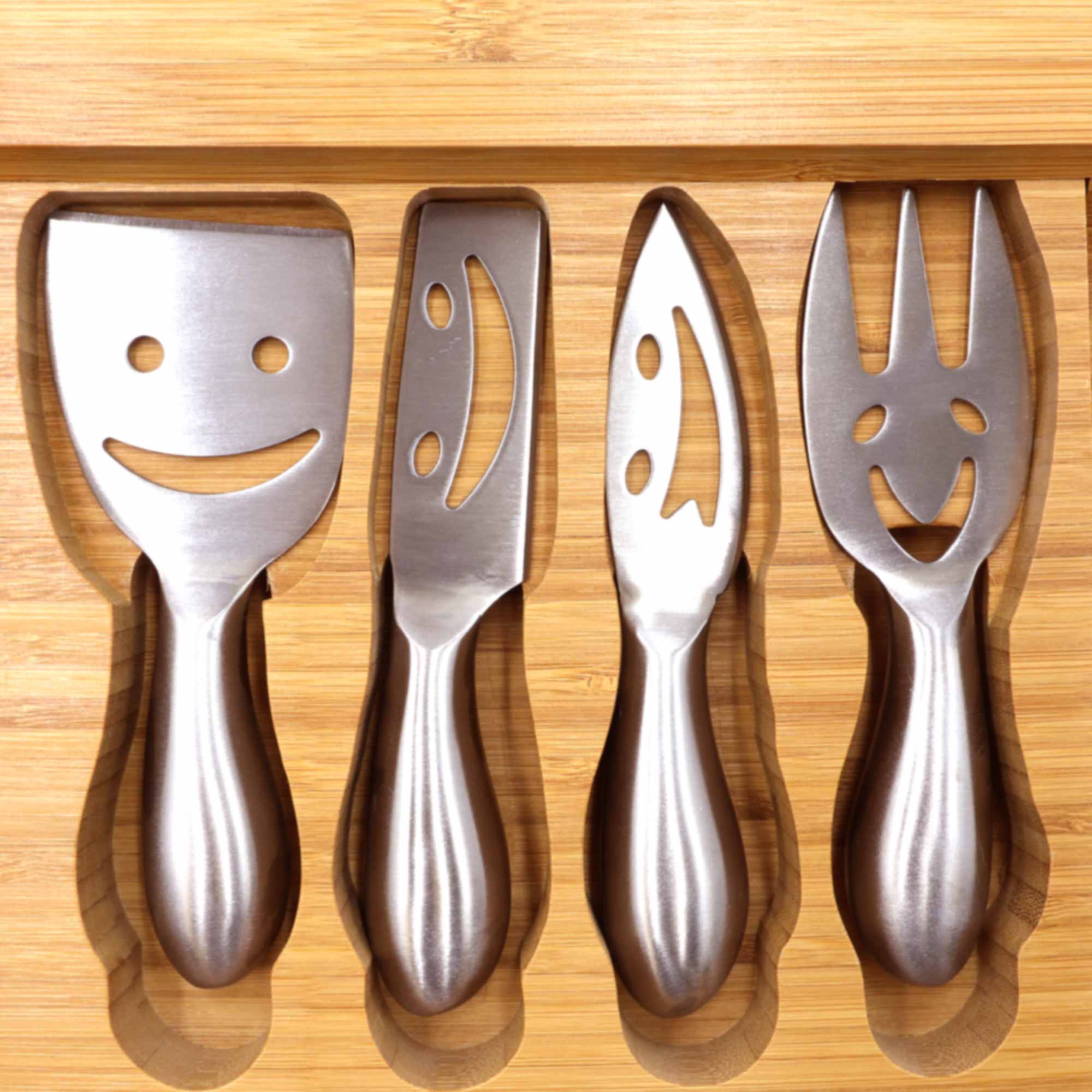 Bamboo Cheese & Sushi Board with Cutlery Set - Image 3