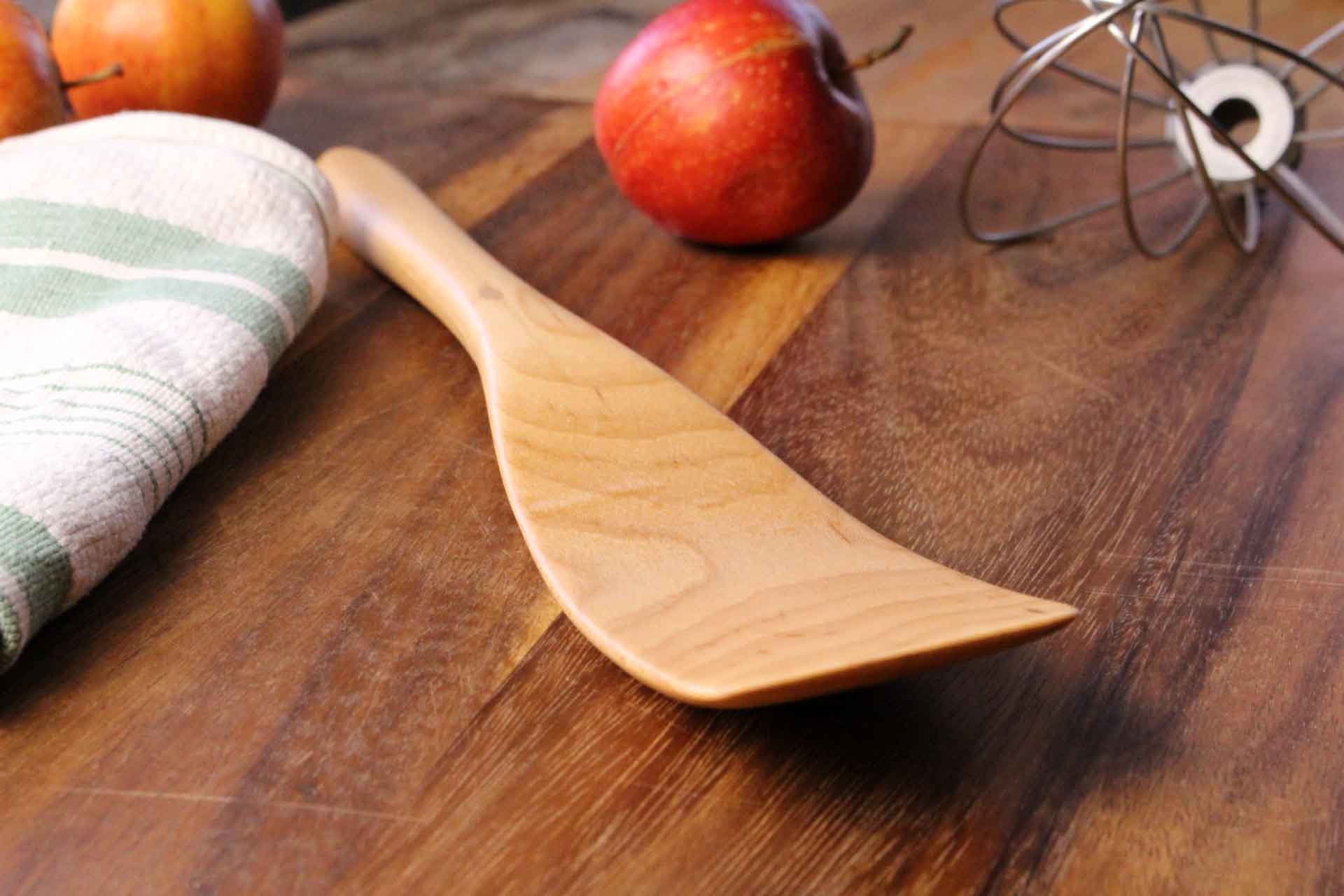 Handmade wooden flat ended spurtle kitchen utensil wooden spatula carved from Cherry wood - Image 5