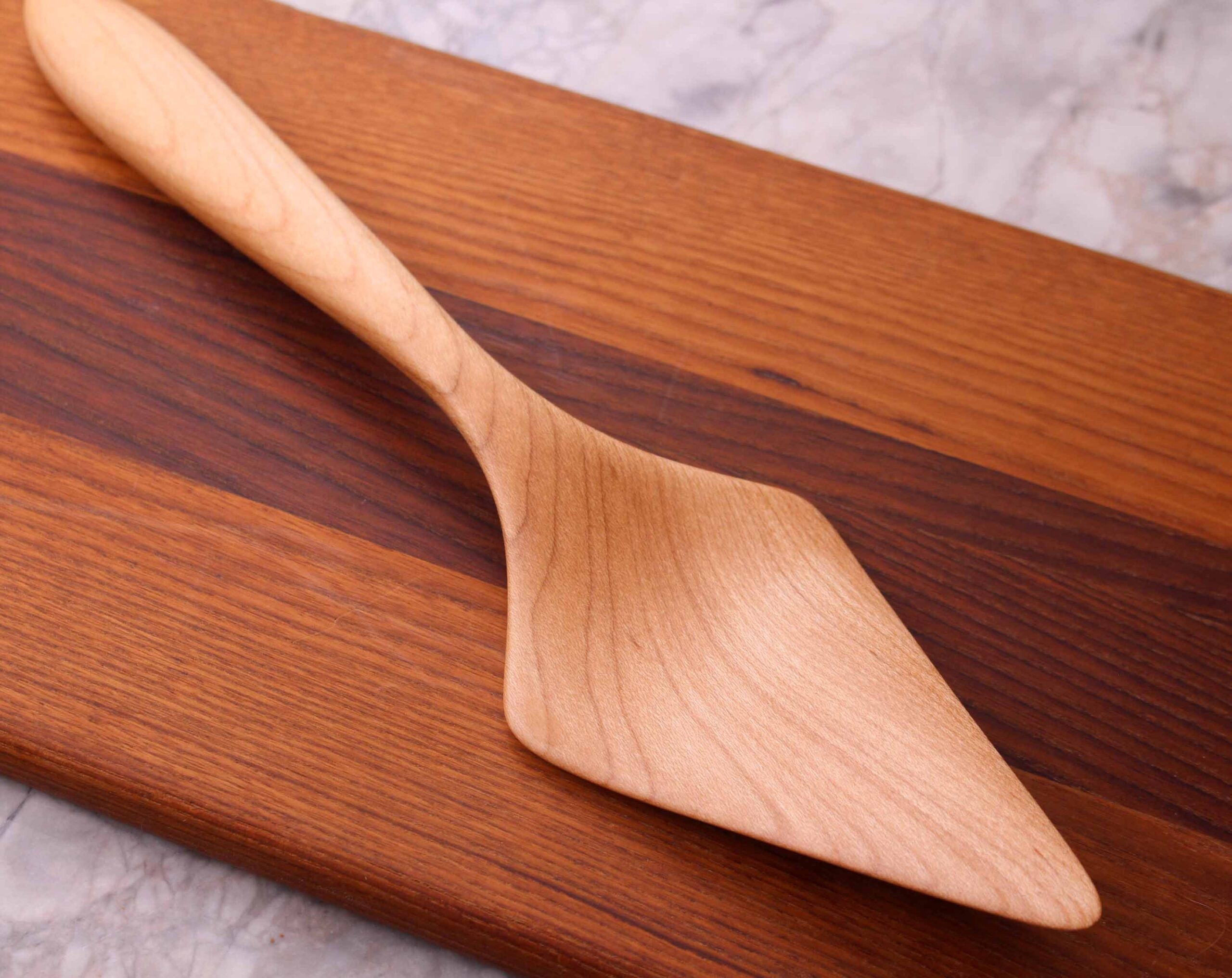 Handmade treenware pie servers wooden spatulas carved from Black Walnut and Sugar Maple - Image 7