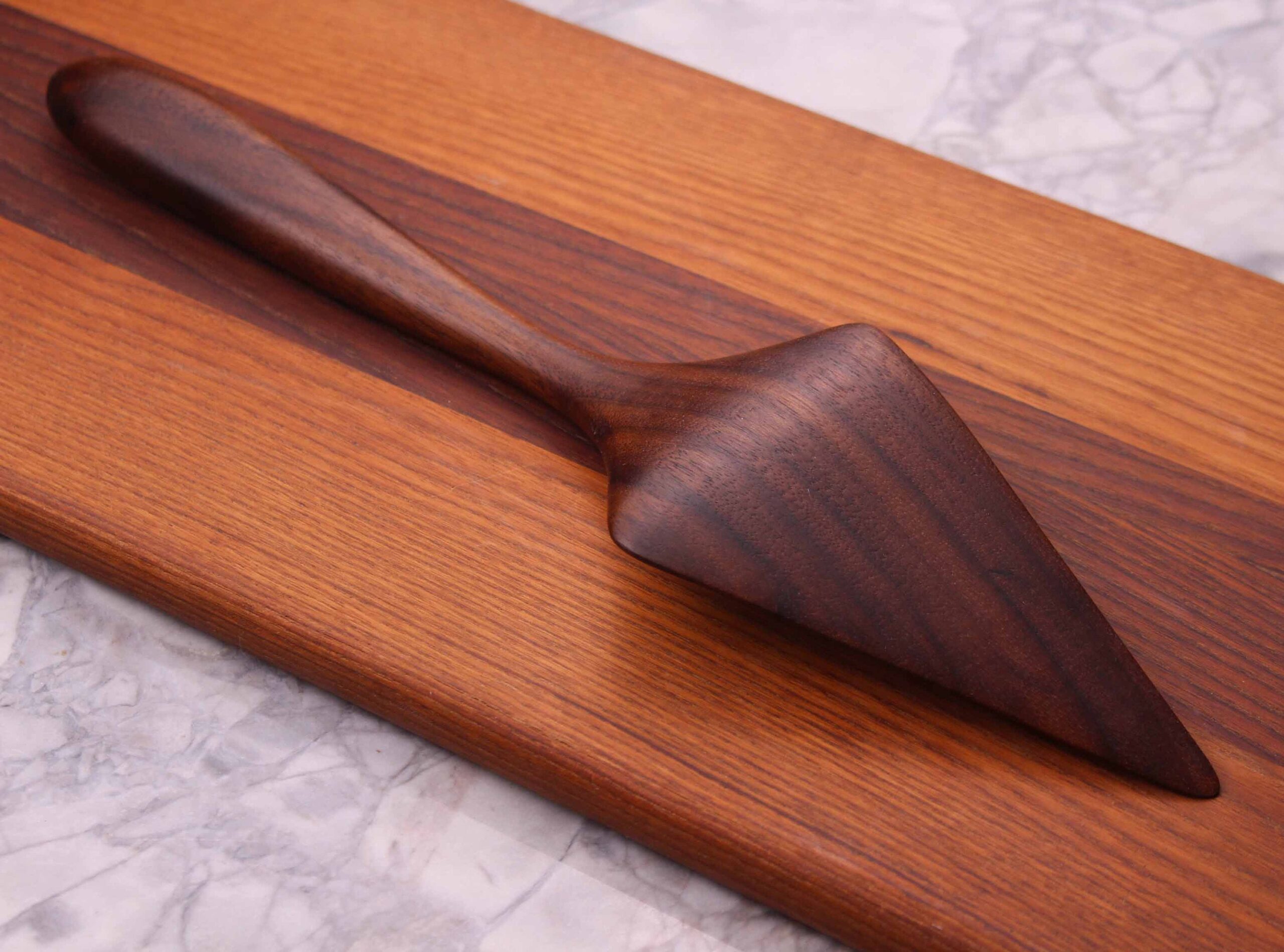 Handmade treenware pie servers wooden spatulas carved from Black Walnut and Sugar Maple - Image 9