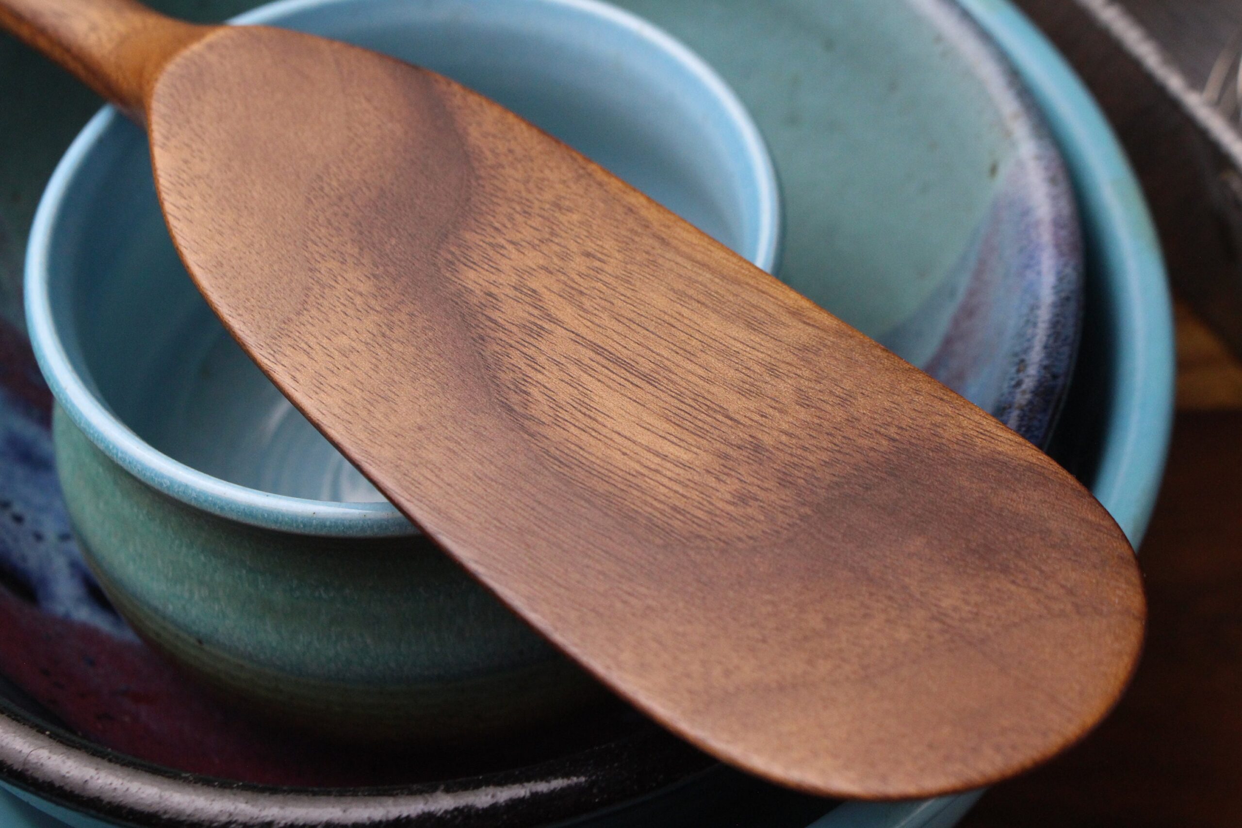 handmade wooden spurtle kitchen utensil wooden spatula carved from Cherry wood - Image 6