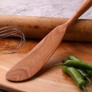 Handmade wooden right handed spurtle kitchen utensil carved from Walnut wood