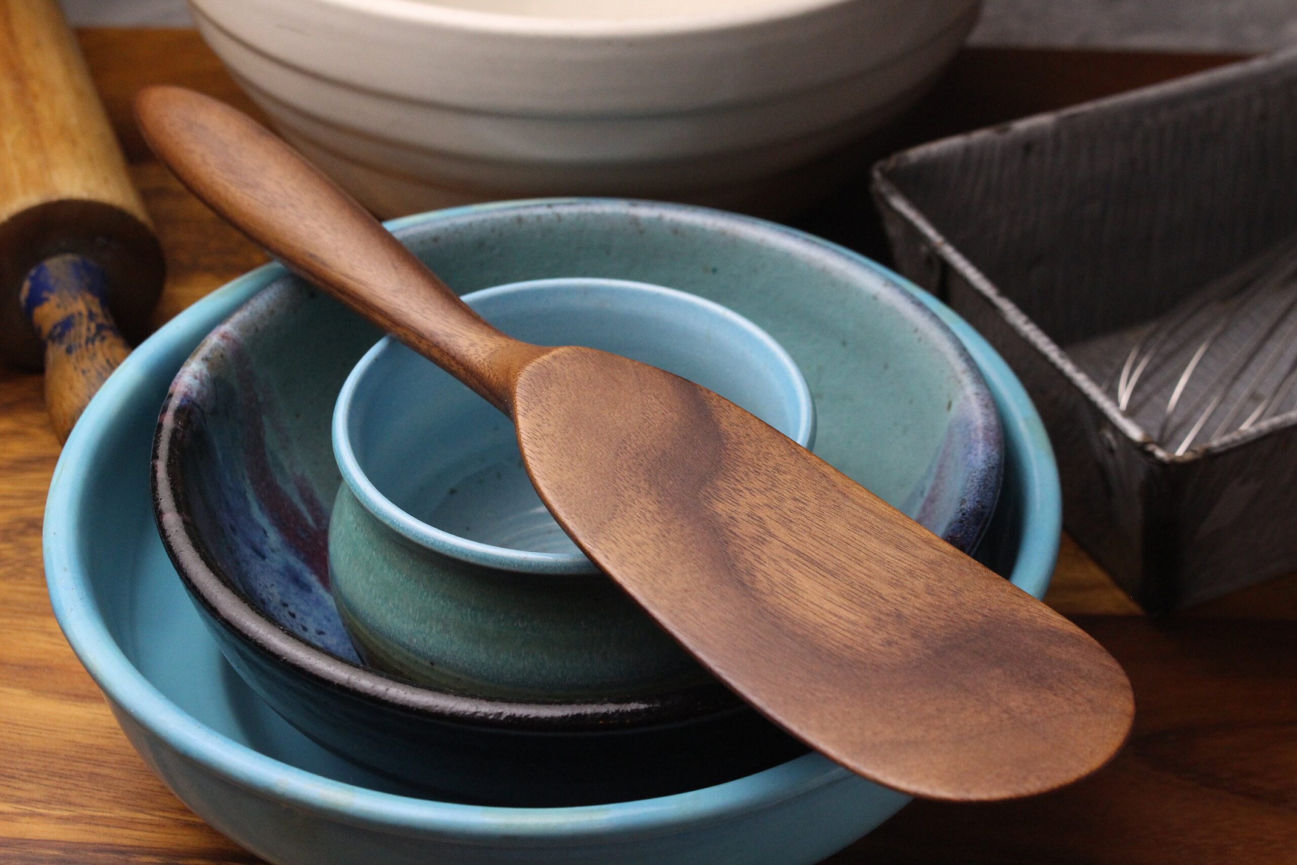 handmade wooden spurtle kitchen utensil wooden spatula carved from Cherry wood