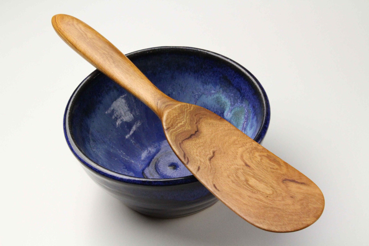 handmade wooden spurtle kitchen utensil wooden spatula carved from Cherry wood - Image 2