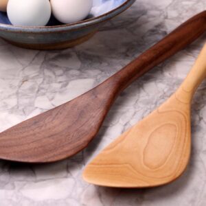 Handmade wooden saute spurtle kitchen utensil of Walnut wood for stirring and mixing
