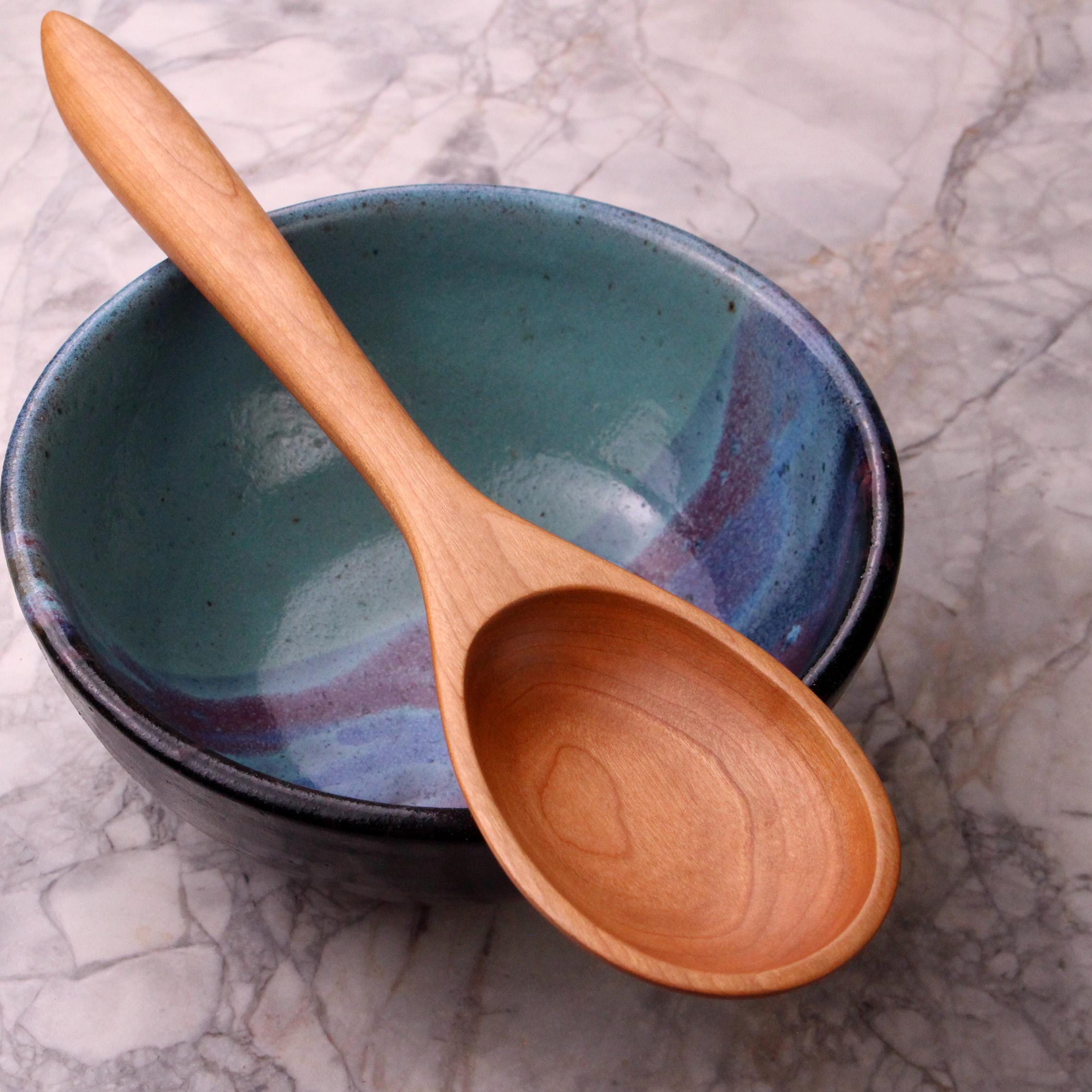 Handmade heirloom quality wooden stirring and mixing spoon hand hand-carved from Cherry wood, Maple wood, and Walnut wood. - Image 2