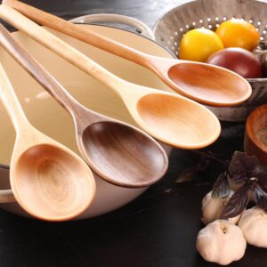 Large handmade wooden stirring spoon kitchen utensil carved from Walnut wood