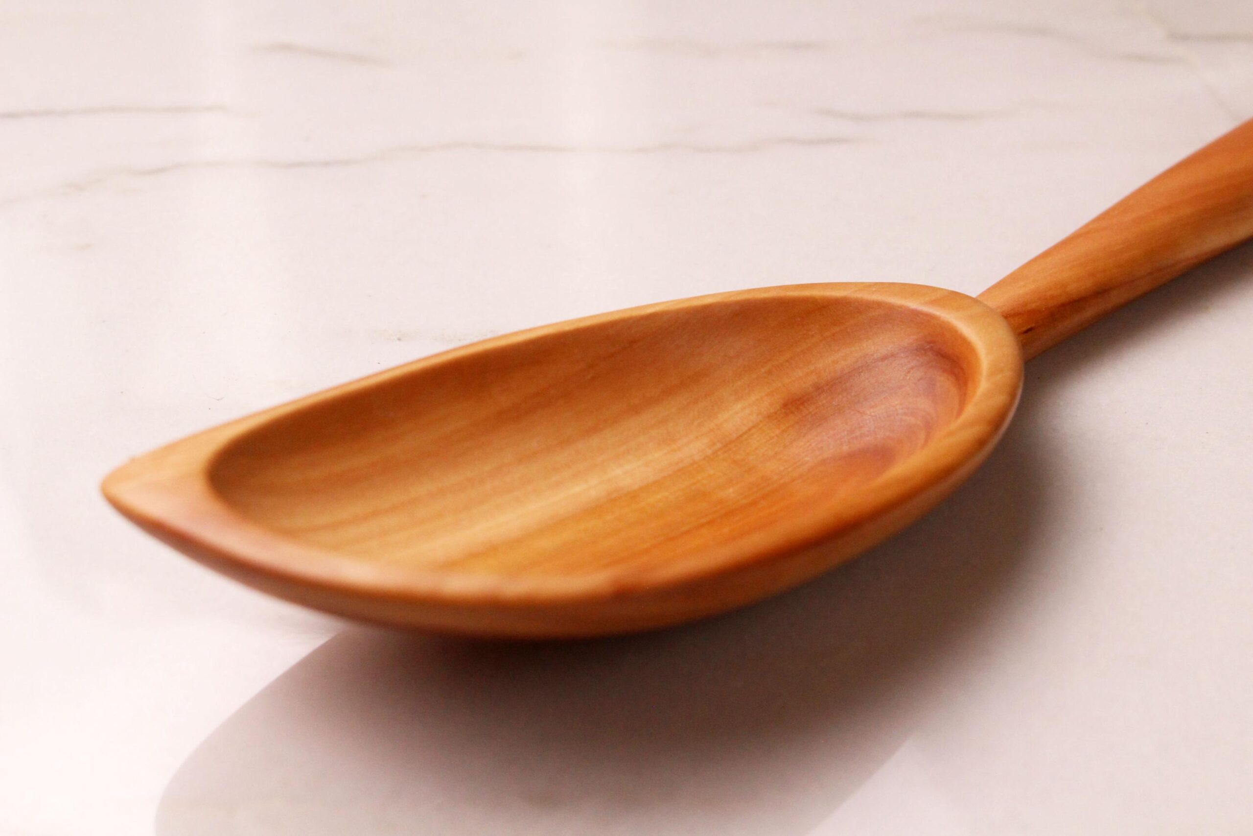 Handmade treenware wooden stirring spoon carved from salvaged Apple wood with a spatula end. - Image 7