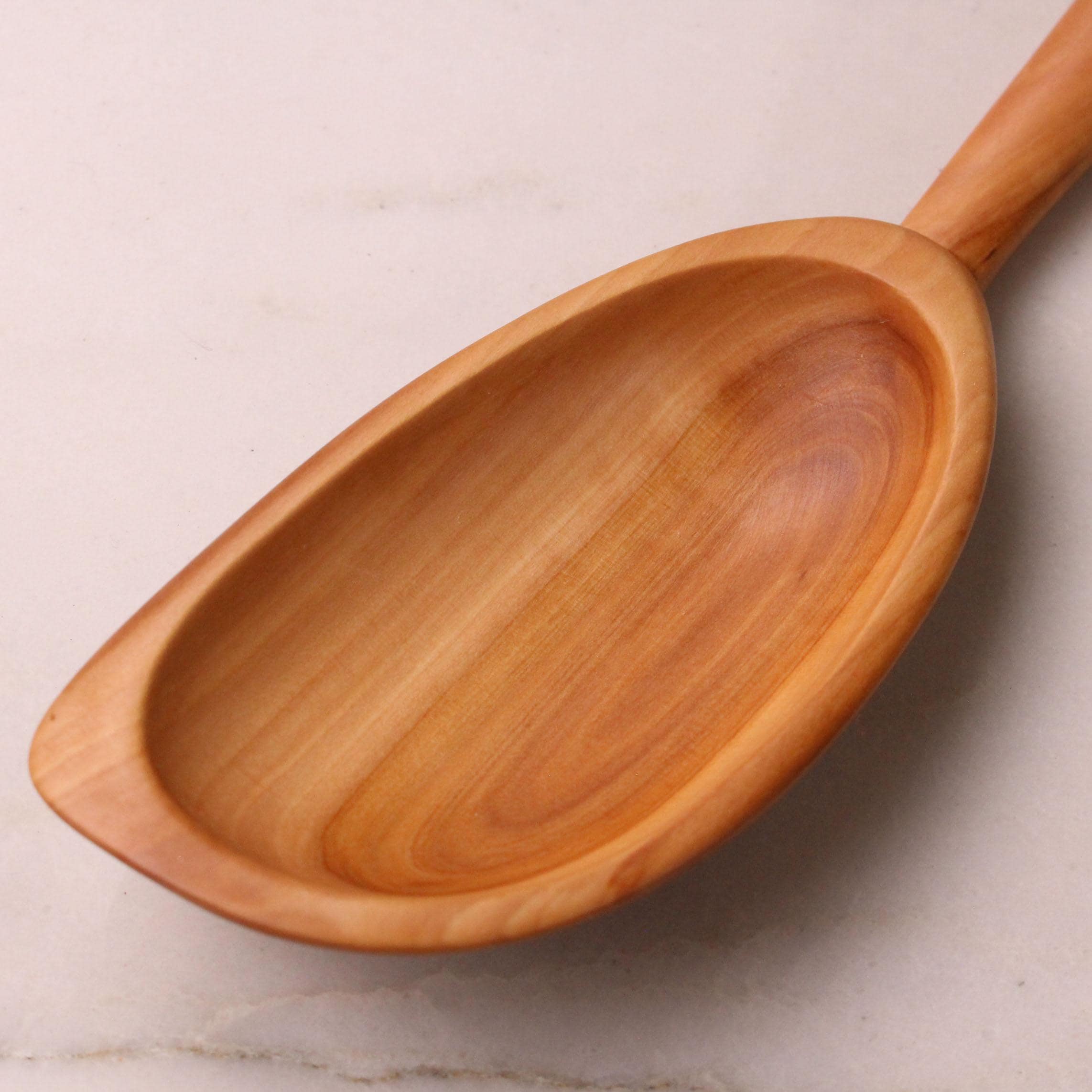 Handmade treenware wooden stirring spoon carved from salvaged Apple wood with a spatula end. - Image 6